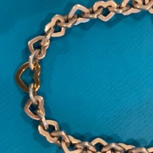 Tiffany & Co. heavy Heart Link Necklace 16” 18kt gold and silver 925
